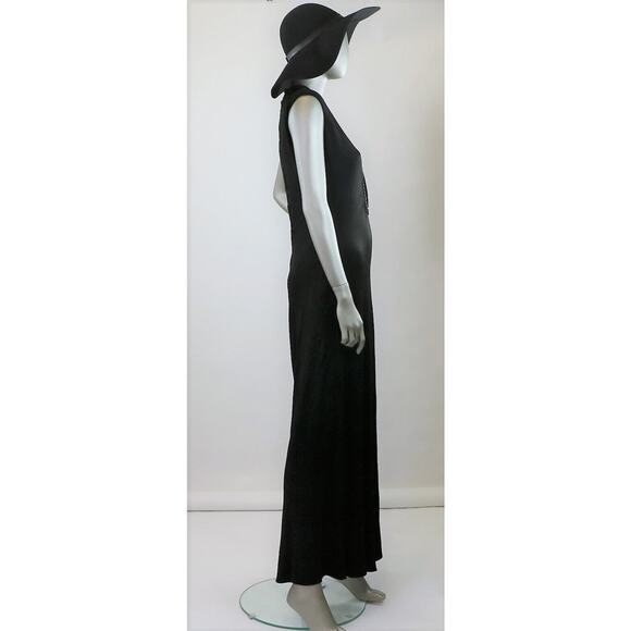 Vintage 1970s Black Jumpsuit with Rhinestone Detailing Large - Picture 6 of 7